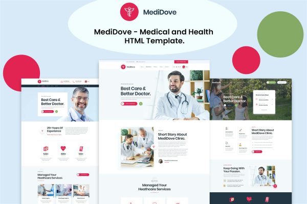 MediDove - Medical and Health HTML5 Template Hospitals, Dentists, Gynecologists, Physiatrists, Psychologists and Laboratories related websites