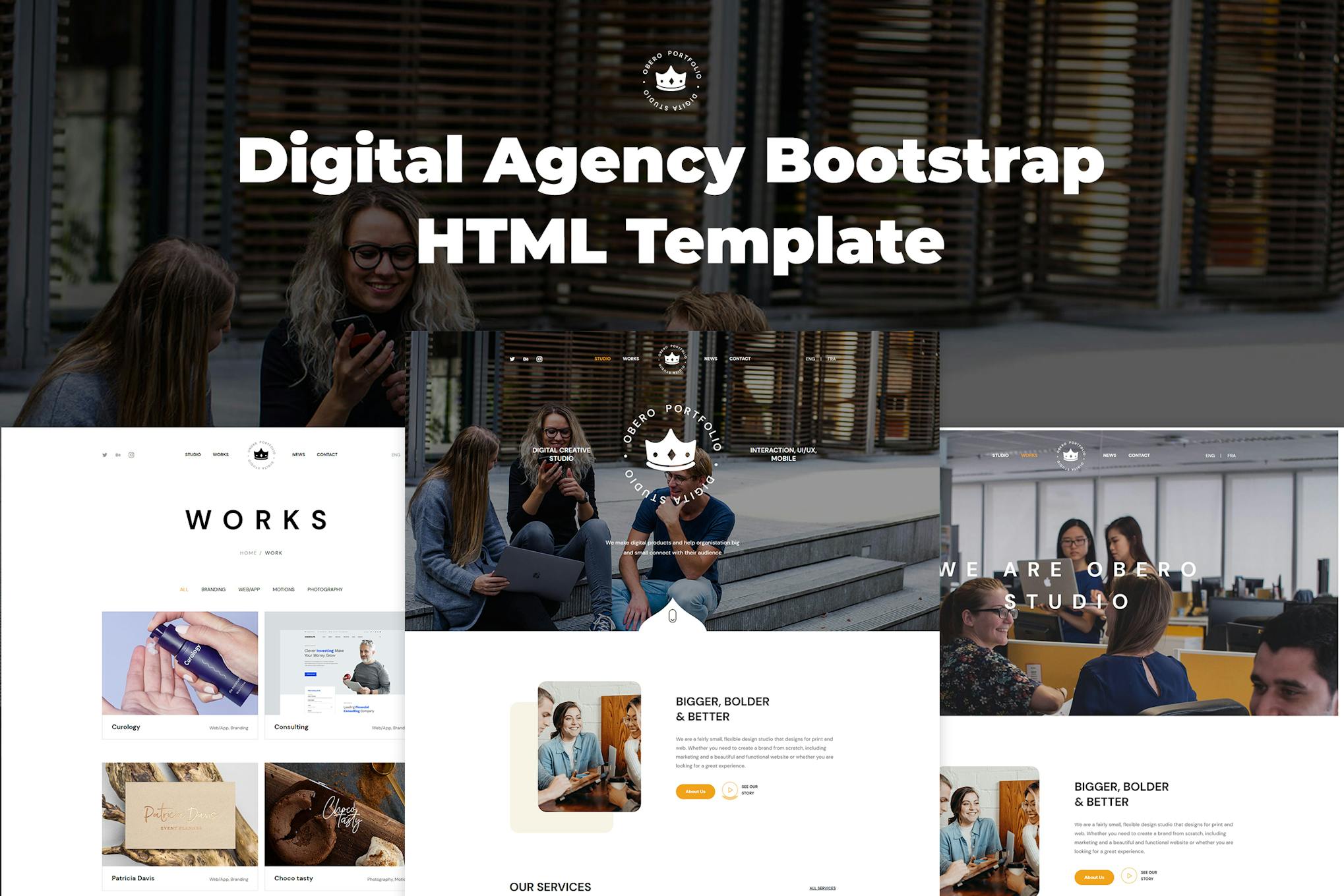 Obero - Digital Agency Bootstrap HTML Template Obero is a unique & exclusive web template for Corporate businesses powered with the latest version