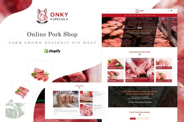 Onky | Pork, Meat Shopify Theme Chicken & Meat Online Store Shopify Theme. Pork, Prawns, Fish Butcher & Farm Sale eCommerce Websites