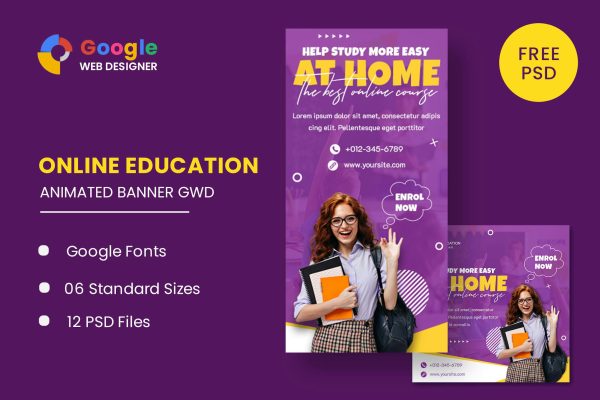 Online Education Animated Banner Google Web Design Online Education Animated Banner Google Web Design