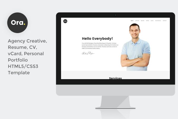 Ora Resume vCard Personal Portfolio HTML5 Template Resume vCard Personal free ecommerce portfolio landing page blog dashboard bootstrap animated