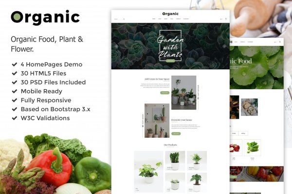 Organic - Plant, Flower & Food HTML5 Template Organic Plant Flower Food