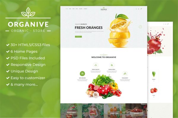 Organic Store & Eco Food Products HTML5 Template Organic Store & Eco Food free ecommerce portfolio landing page blog dashboard bootstrap animated