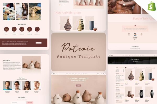 Poterie - Handmade, Ceramic Artist Shopify Theme Handmade Arts, Crafts eCommerce Theme. Planting Pots, Garden Accessories Shop. Interior Wall Arts.