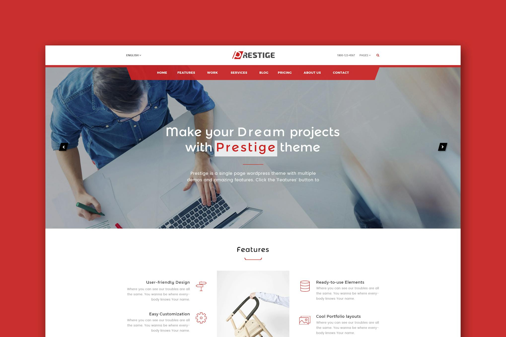 Prestige - Single Page HTML Template One Pager