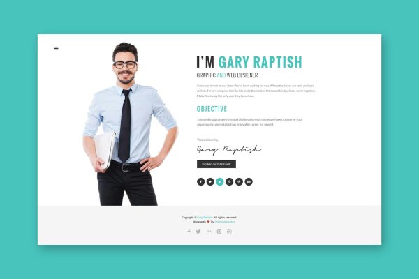 Raptish - Premium vCard/Resume HTML Template Vcard / Resume