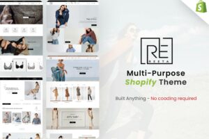 Reeta - 10 Demos Multipurpose 2.0 Shopify Theme Multiple Fashion Demos Responsive eCommerce Design. Fashion Products, Clothing, Shoes Store Websites