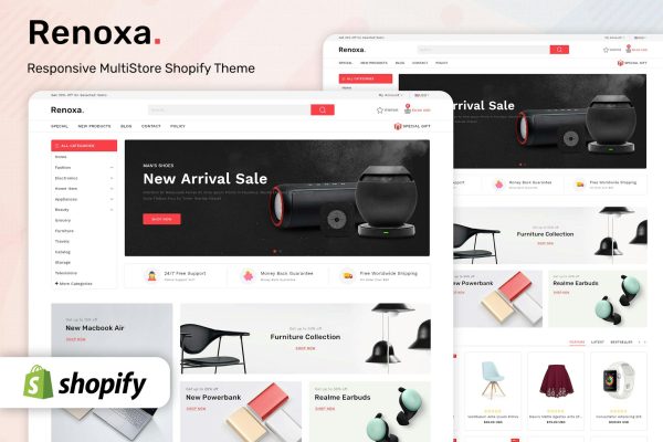 Renoxa - Multipurpose E-commerce Shopify Template Optimized Performance and Fast Loading