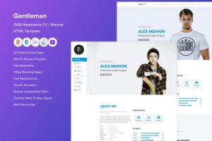 Responsive CV / Resume HTML Template Gentleman Resume template