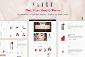 Saara - Blog, Store Shopify Theme Clean and Simple Shopify Template. Multipurpose Blogging Based Sectioned Shopify Store Design!
