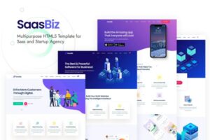 SaasBiz - Saas Startup HTML Template Illustration Based & Clean and Modern Design | Saas, startup & Software landing page website