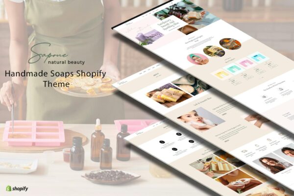 Sapone - Handmade Organic Soap Shopify Theme Beauty Products, Skincare eCommerce store, Technology, organic products, 2.0, Homemade,soap variety.