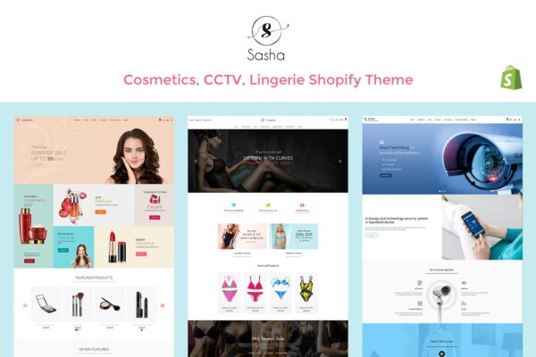 Sasha - Cosmetics, CCTV, lingerie Shopify Theme Multipurpose eCommerce Store to sell Cosmetics, CCTV, lingerie, Beauty Products, Kids Toys, Fashion!