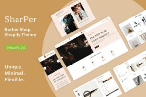 Sharper - Barber Shop Shopify Theme Barbershop, Men Hair Salon & Beauty Parlour Multiple Page. Powerful Theme Feature Beard Hair