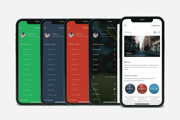 Sitebar | Mobile Website Template A Unique Sidebar Navigation Based Mobile Website Template