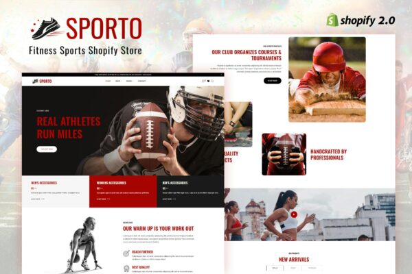 Sporto - Fitness Sports Shopify Store Sporto E-commerce Theme, Dropshipping, Retail, Fitness centre, Fashion online sports, Gym equipments