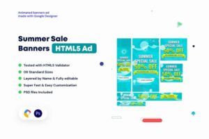 Summer Sales Banners HTML5 Ad Summer Sales Banners HTML5 Ad GWD and PSD Template