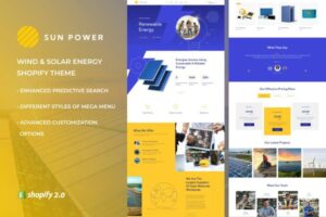 SunPower - Solar & Wind Energy Store Shopify Theme Solarpanel, multipurpose, manufacturer, technology, Retail, commercial, solar E-commerce shop,