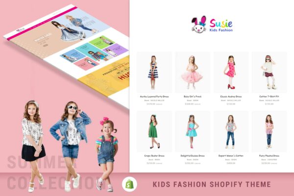 Susie | Kids Fashion Sectioned Shopify Theme Kids, Babies Clothing & Fashion eCommerce Stores. Kids Fashion, Toys, School Bags, Gaming Items Shop