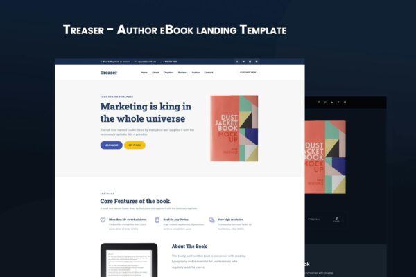 Treaser - Author eBook landing Template + RTL Author eBook landing Template