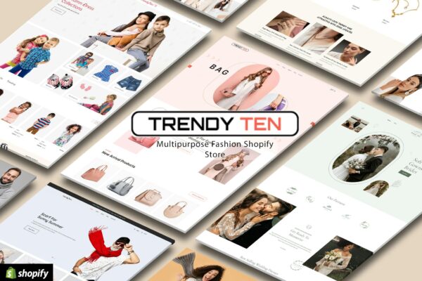 Trendy Ten - Multipurpose Shopify 2.0 Store Design Multi Demo, Niche eCommerce Store. Fashion, Electronics, Technology, Beauty Cosmetics, Furniture...