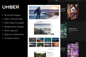 Umber | Photography HTML5 Template Photography free ecommerce portfolio landing page blog dashboard bootstrap animated