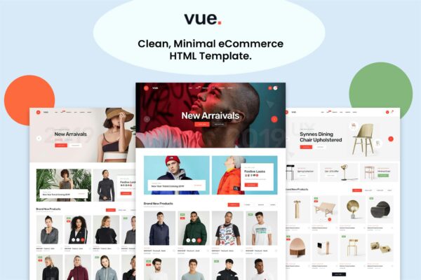 Vue - Clean Minimal eCommerce HTML5 Template Fashion, apparel, sunglasses, accessories, mega store, watch, cosmetic, clothes, bag, etc