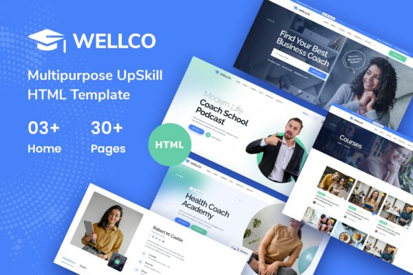 Wellco - Life Coach, Online Courses HTML Template