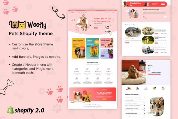 Woofly - Pets Store Shopify Theme Pet Shop, Pet Products & Services eCommerce Shop, Retail, dropshipping, multipurpose, 2.0, suppliers