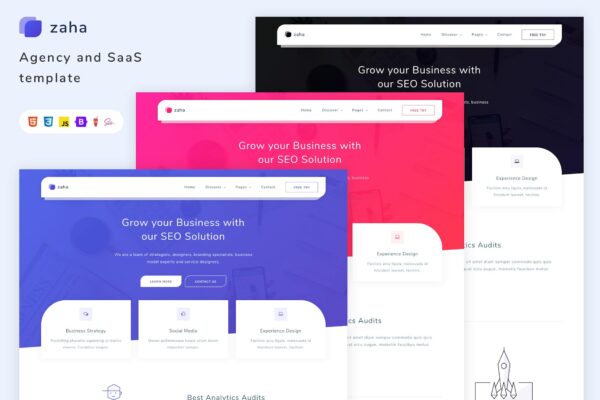 Zaha - Agency and SaaS Template agency, app, app landing, business, creative, landing, marketing, product, saas, saas template, html