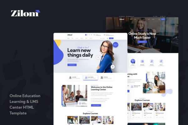 Zilom - Online Education Learning HTML Template perfect for any school, university, college, academy, tuition center, language, elearning