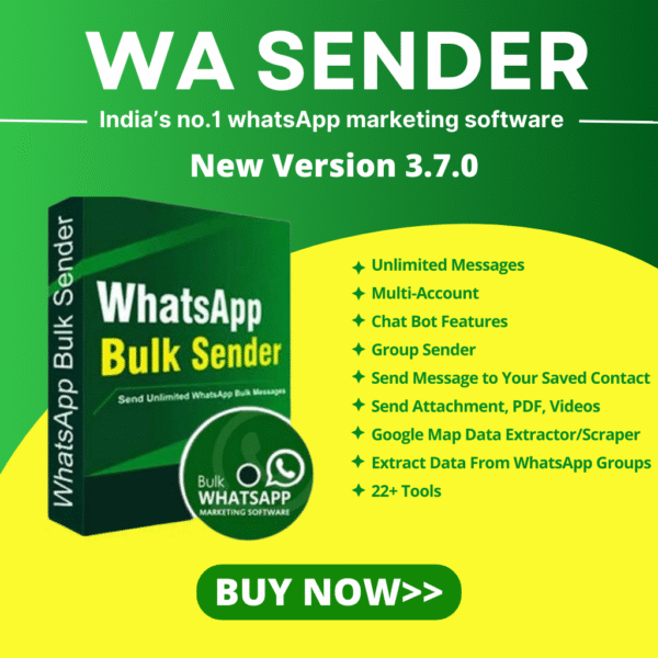 WA Bulk Sender + Group Sender + WhatsApp Auto Reply Bot (V3.7.0) 1Year (Single User/PC)