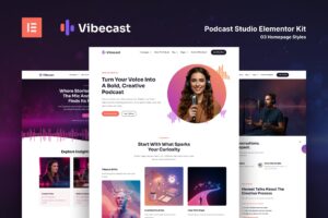 Download Vibecast – Podcast Studio Elementor Pro Template Kit