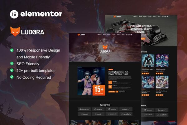 DOWNLOAD Ludora - Game Developer & Studio Elementor Pro Template Kit