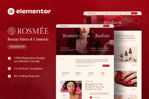 Rosmee - Beauty Salon & Cosmetic Elementor Tempate Kit